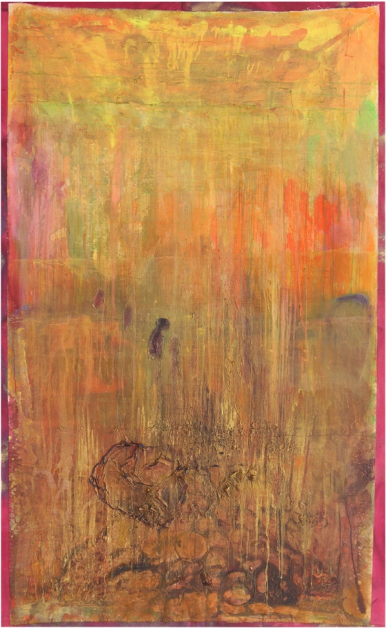 Frank Bowling, Ponsonby Welch, Overlooking Fryish Maze, 2012, acrylic paint on canvas, 304.8 x 188 cm [lowres]